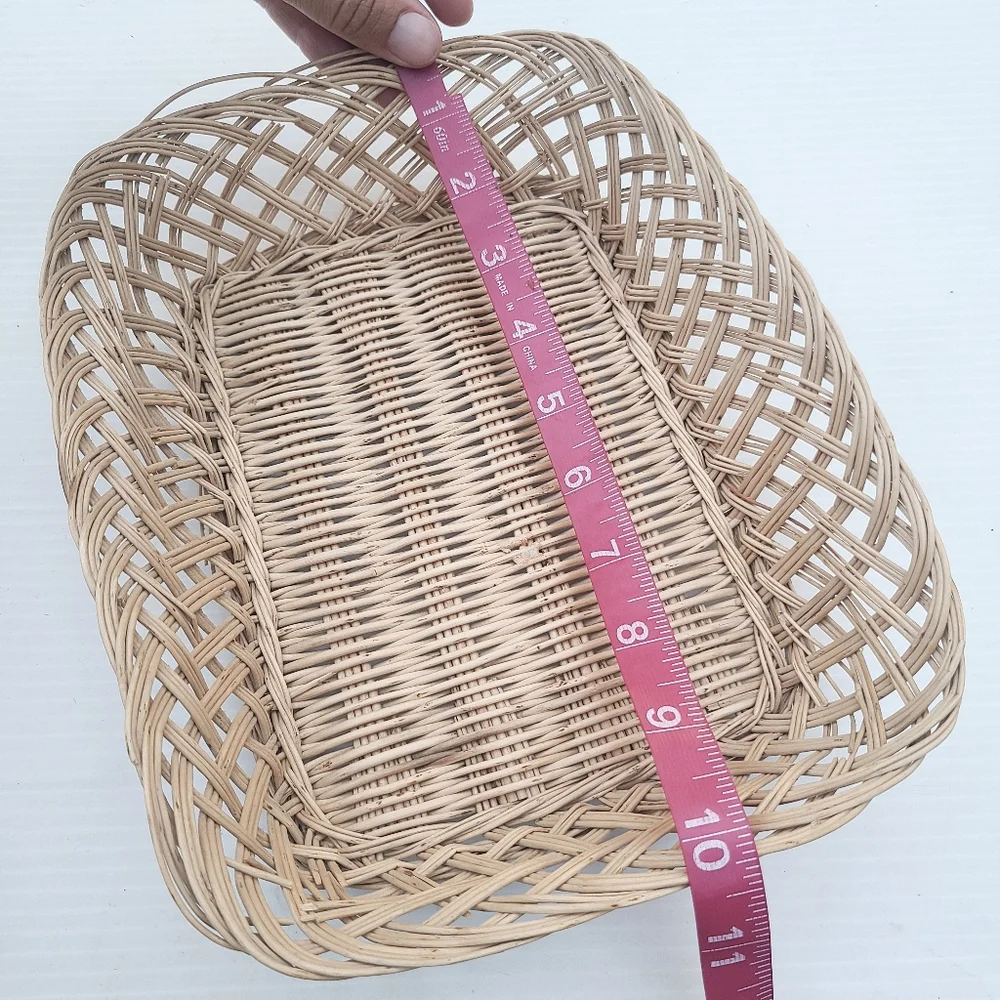 Rectangler Woven wicker basket natural color